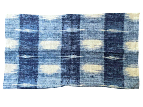 Sale: Indigo and Ivory Ikat Plaid Lumbar Pillow Cover 12x21