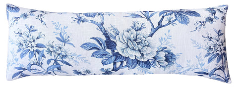 Helene: Blue and White Floral Linen Pillow Cover Available in 10 Sizes