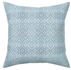 Sale: 22x22” French Light Blue Printed Linen Pillow Cover