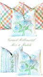 Sadie: Multicolor Plaid Pillow Cover in Pink, Orange, Light Blue and Green / Grandmillenial Pillows - Annabel Bleu