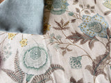 Sale: 22x22 Light Aqua Blue Floral Pillow Cover - Annabel Bleu