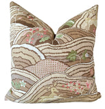 Schumacher Rolling Hills Pillow Cover Available in Mocha Brown, Green, or Blue