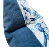 Helene: Blue and White Floral Linen Pillow Cover Available in 10 Sizes