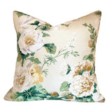 Camilla Pillow Cover in Yellow & Green / English Floral Pillow / Available in 10 Sizes / Ruffled Pillow Cover - Annabel Bleu