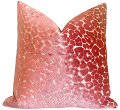 Coral Velvet Leopard Pillow Cover / Pink Cut Velvet Spots Pillow / Hollywood Regency Pillow cover / Beverly Hills Hotel Pillow Cover