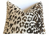 Sale: Sunbrella Chocolate Leopard Pillow Cover Brown Outdoor Pillow / Patio Lumbar Square Pillow Case