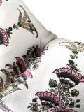 Pink & Green Floral Fans Block Printed Linen Pillow Cover: Available in 10 Sizes