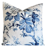 Helene: Blue and White Floral Linen Pillow Cover Available in 10 Sizes