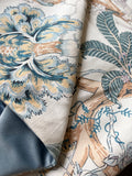 Sale: 26x26 Jacobean Blue and Ivory Floral Pillow Cover - Annabel Bleu