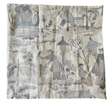 Sale: Schumacher Bassano Toile Blue Embroidered Pillow Cover 16x16