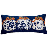Chinoiserie Pumpkins Wool Hooked Pillow 12x26” - Annabel Bleu