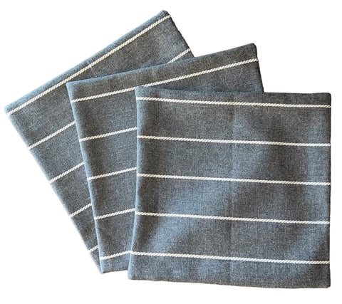 Sale: 16x16 Grey Woven Stripe Pillow Cover - Annabel Bleu