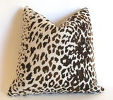 Sale: Sunbrella Chocolate Leopard Pillow Cover Brown Outdoor Pillow / Patio Lumbar Square Pillow Case