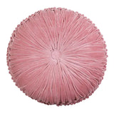 Smocked Round Pink Velvet Pillow - Annabel Bleu