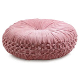 Smocked Round Pink Velvet Pillow - Annabel Bleu