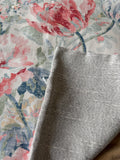 Sale: 22x22” Blue, Coral, and Grey Floral Pillow Cover