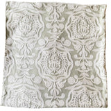 Sale: 24x24 Light Sage Green and White Embroidered Pillow Cover - Annabel Bleu