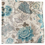 Sale: 24x24 Blue and Grey Floral Pillow Cover - Annabel Bleu