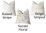 Indoor Outdoor Pillow Cover / Beige White Patio Pillow / Porch Pillow Cover / Outdoor 12x18 18x18 20x20 - Annabel Bleu