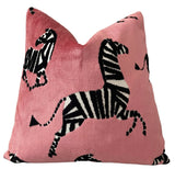 Pink Zebra Cut Velvet Pillow Cover - Annabel Bleu