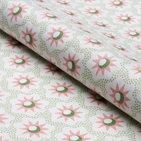 Schumacher Lucie Fabric by the yard: Pink and Green - Annabel Bleu