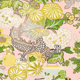 Blush Chiang Mai Dragon: Schumacher Fabric by the yard - Annabel Bleu