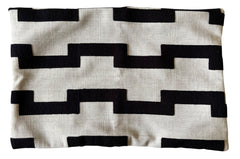 Sale: 12x18” Black and Light Beige Embroidered Pillow Cover