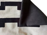 Sale: 12x18” Black and Light Beige Embroidered Pillow Cover - Annabel Bleu