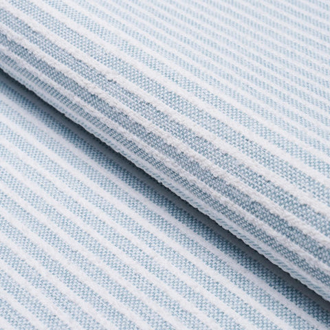 Bouclé Stripe: Chambray Indoor/Outdoor / Schumacher fabric by the yard - Annabel Bleu