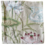 Sale: 14x14” Schumacher Lotus Garden Parchment Beige Pillow Cover - Annabel Bleu