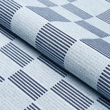 Morro Indoor/Outdoor: Chambray Blue Geometric Schumacher fabric by the yard - Annabel Bleu