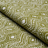 Colma Indoor/Outdoor: Verde Green Geometric Schumacher fabric by the yard - Annabel Bleu