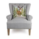 Snowy Weather Deer Hooked Pillow / Ski Cabin Decorative Pillow - Annabel Bleu