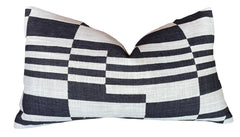 Sale: 12x18 Elton Black and Beige Lumbar Pillow Cover