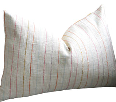 Multi Colored Striped Pillow Cover / Pink pillow cover / Orange 18 x 18 pillow / Aqua 18x18 Cushion Cover and 9 Other Sizes /  Cream Raw Silk Pillowcase