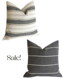 Sale: 18x18 Grey Woven Stripe Pillow Cover