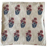 Sale: 20x20 Red, Beige, and Blue Floral Pillow Cover