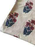 Sale: 20x20 Red, Beige, and Blue Floral Pillow Cover