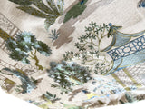Sale: 24x24 Embroidered Blue and Green Pagoda Pillow Cover