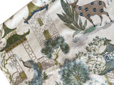 Sale: 24x24 Embroidered Blue and Green Pagoda Pillow Cover