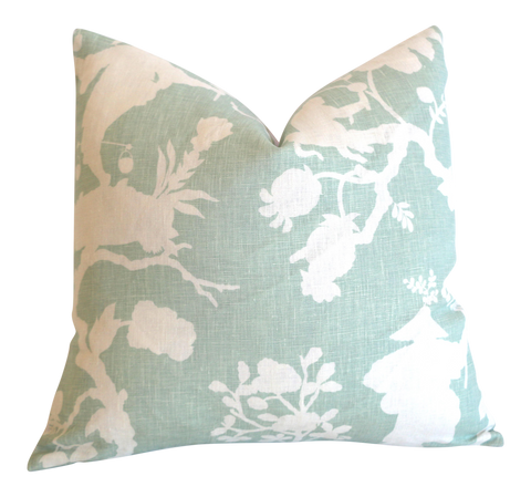 Sale: Schumacher Shantung Silhouette Mint Pillow Cover