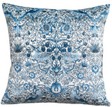 Blue & White William Morris "Strawberry Thief" Velvet Pillow Cover