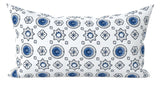 Blue and White “Moroccan Stars” Block Printed Linen Pillow Cover: Available in 10 Sizes