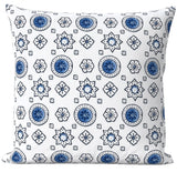 Blue and White “Moroccan Stars” Block Printed Linen Pillow Cover: Available in 10 Sizes