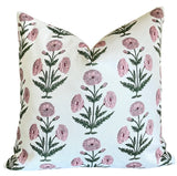 Sale: Pink and White Carnation Block Print Pillow Cover 17x18”