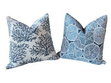 Sale: Set of Two 18x18 Nautical Pillow Covers, in Navy and Light Blue / Indoor or Outdoor