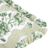 French Dominotes Green Pillow Cover / Block Printed Ruffle Pillow Cover 12x16” / Cottage Core Decor