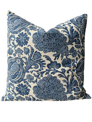 Sale: 16x16” Indigo Batik Floral Pillow Cover