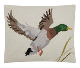 Mallard in Flight Wool Hooked Pillow / Camp Wandawega