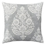 Antique Blue Damask Pillow Cover / Blue Beige Floral Cushion / Damask Pillow Cover / French Country Pillow Cover / Block Print Pillow Cover